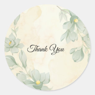 Eucalyptus Watercolor Small Business Thank You Rou Classic Round Sticker