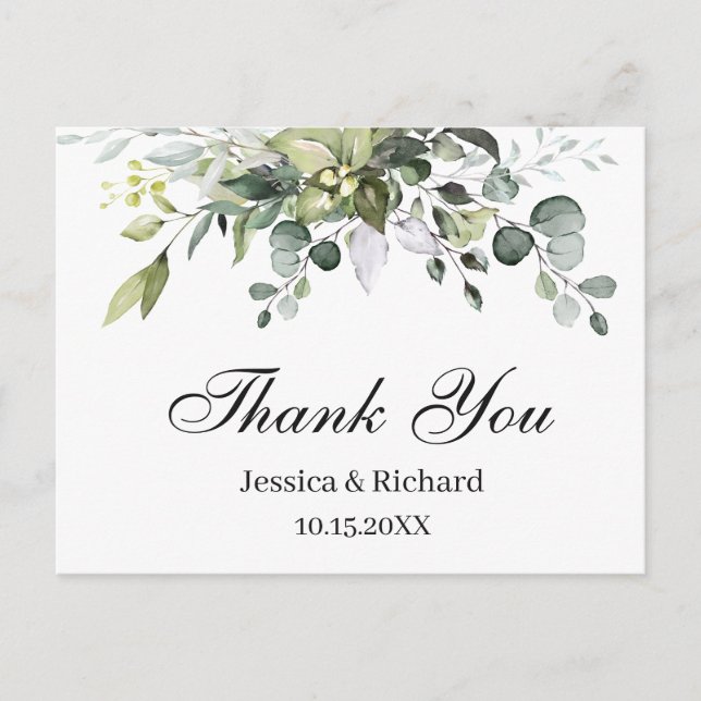 Eucalyptus Watercolor Thank You Postcard (Front)