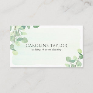Eucalyptus Watercolor Wedding Event Planner Business Card