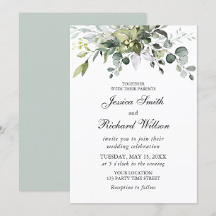 Eucalyptus Watercolor Wedding Invitation