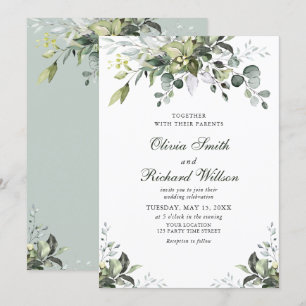 Eucalyptus Watercolor Wedding Invitation