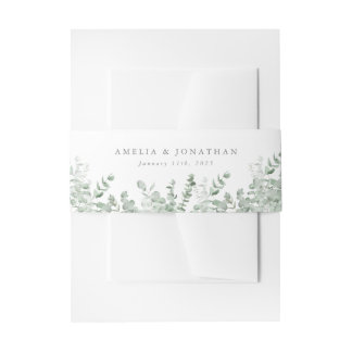 Eucalyptus Watercolor Wedding Invitation Belly Band