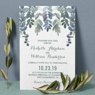 Eucalyptus Watercolor Wedding Invite Greenery
