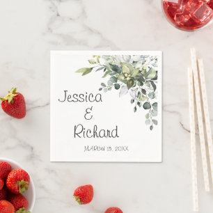 Eucalyptus Watercolor Wedding Napkins