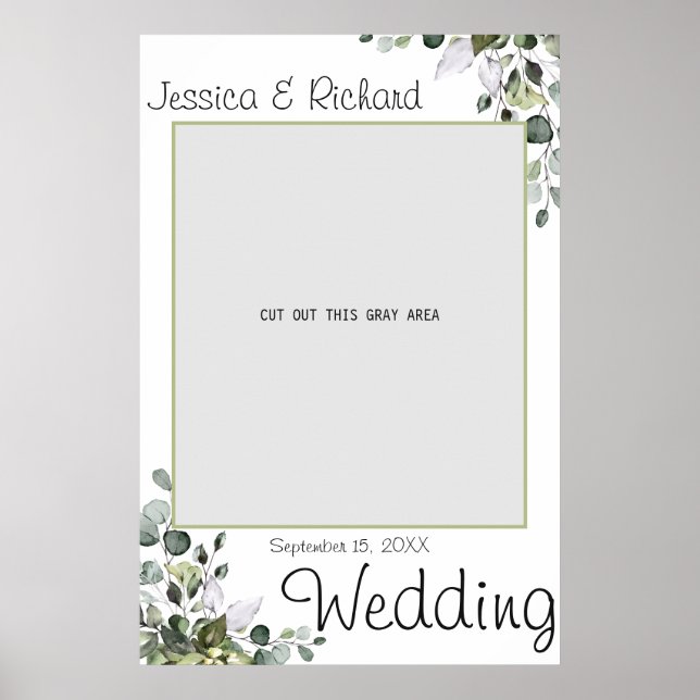 Eucalyptus Watercolor Wedding Photo Prop Poster (Front)