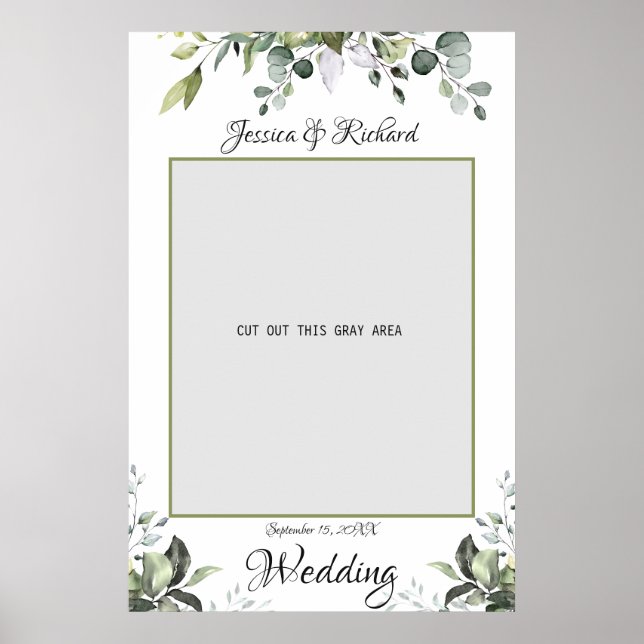 Eucalyptus Watercolor Wedding Photo Prop Poster (Front)