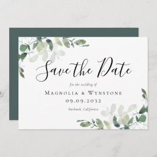 Eucalyptus Watercolor Wedding Save The Date