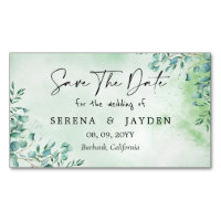  Eucalyptus Watercolor Wedding Save the date Magne