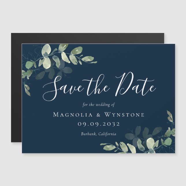 Eucalyptus Watercolor Wedding Save The Date Magnet (Front/Back)
