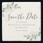 Eucalyptus Watercolor Wedding Save The Date Stone Coaster<br><div class="desc">Let your friends and family know that you have set a date for your wedding with this beautiful watercolor eucalyptus Save the Date design.</div>