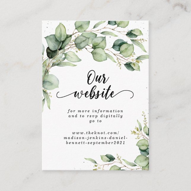 Eucalyptus Watercolor Wedding Website Enclosure Ca (Front)