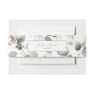 Eucalyptus Watercolour Wedding Belly Band Invitation Belly Band