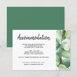 Eucalyptus wedding accommodations details card
