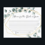 Eucalyptus Wedding Advice Cards<br><div class="desc">Eucalyptus Advice for the New Mr. & Mrs. Cards

These advice cards perfectly match our Advice for the Bride and Groom sign and will be the perfect addition to your wedding. 

https://www.zazzle.com/eucalyptus_advice_for_the_bride_and_groom_sign-228094724038316932

If you prefer to print your own,  please visit us on Etsy! 
https://www.etsy.com/shop/IRISANDIVYPRINTABLES</div>