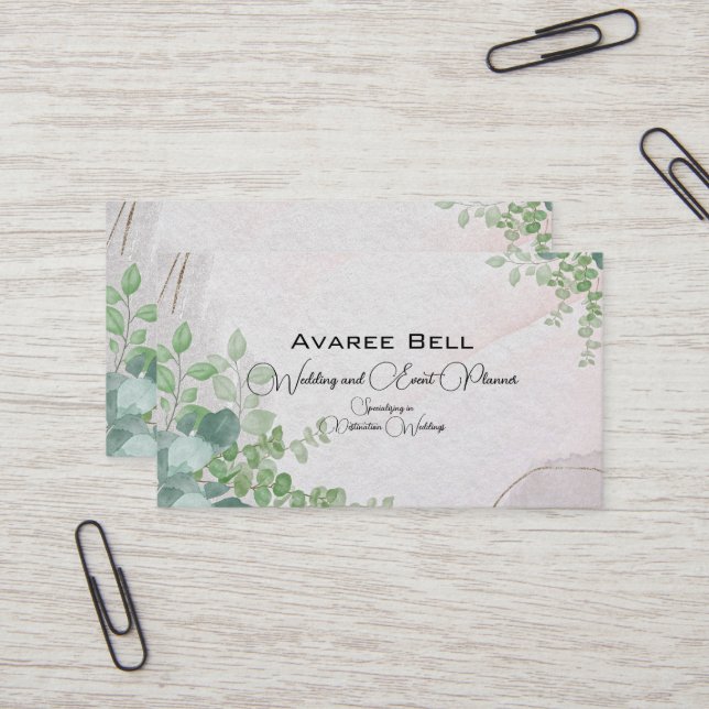 Eucalyptus Wedding and Event Planner  Business Card (Front/Back In Situ)