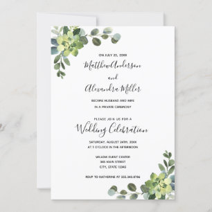 Eucalyptus Wedding Announcement and Reception