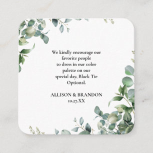 Eucalyptus Wedding Attire Dress Code Enclosure Card