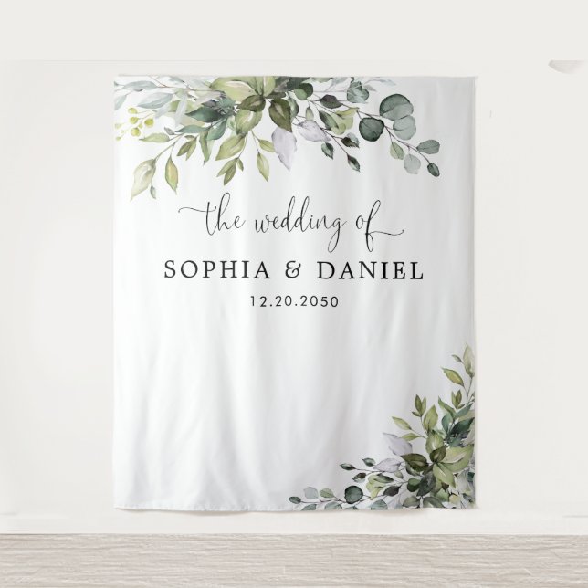 Eucalyptus Wedding Backdrops Banner  Tapestry (Front)
