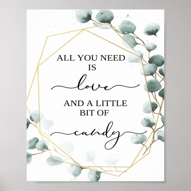 Eucalyptus Wedding Candy Bar Sign (Front)