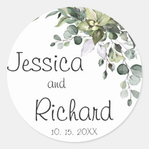 Eucalyptus Wedding  classic round sticker