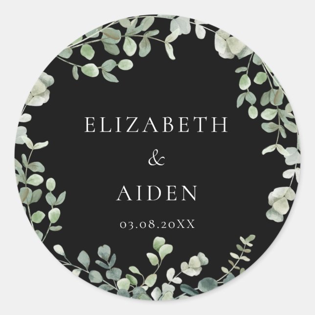 Eucalyptus Wedding Classic Round Sticker (Front)