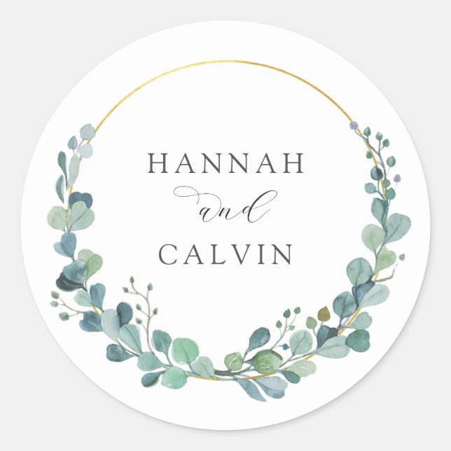 Eucalyptus Wedding Classic Round Sticker (Front)