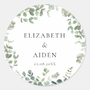 Eucalyptus Wedding Classic Round Sticker