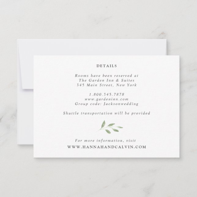 Eucalyptus Wedding Details Card (Front)