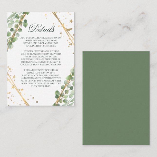 Eucalyptus Wedding Details Enclosure Card (Front/Back)