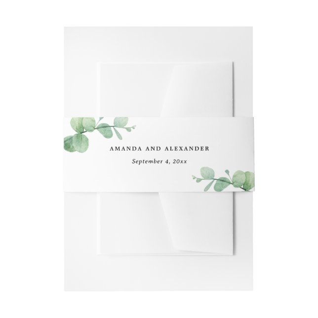 Eucalyptus Wedding | Elegant Botanical Garden Invitation Belly Band (Front Example)
