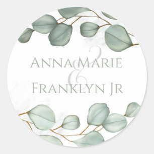 Eucalyptus Wedding Elegant Greenery Foliage Classic Round Sticker