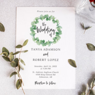 Eucalyptus Wedding Elegant Wreath Lettering leaf Invitation