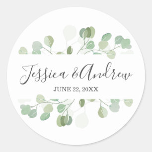 Eucalyptus Wedding Envelope Seal Elegant Sticker
