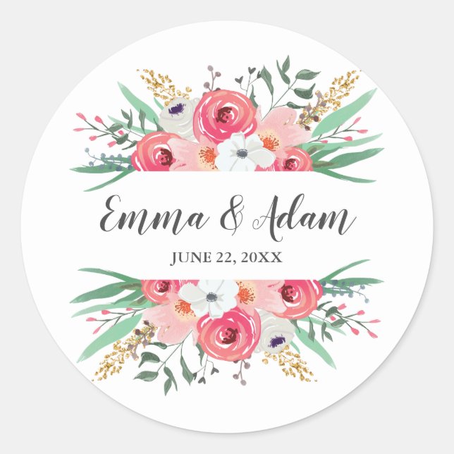 Eucalyptus Wedding Envelope Seal Elegant Sticker (Front)