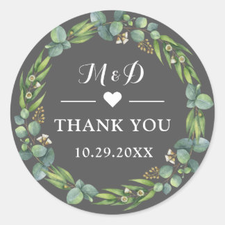 Eucalyptus wedding favour thank you classic round sticker