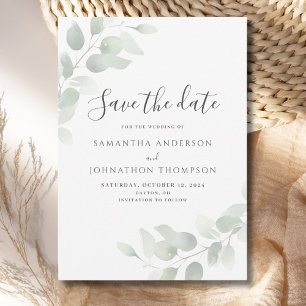 Eucalyptus Wedding Flat Save The Date Card