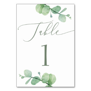 Eucalyptus Wedding Greenery Botanical Summer Table Number