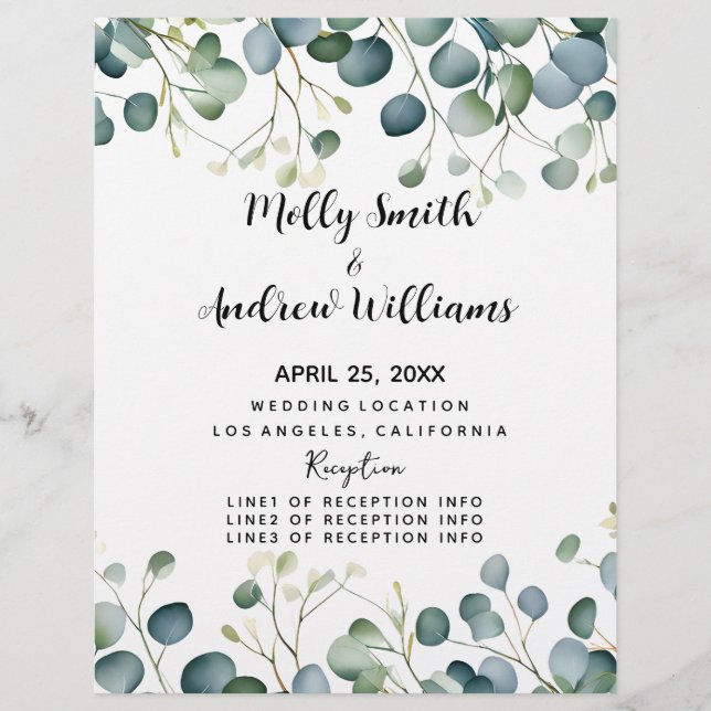 Eucalyptus  wedding greenery wedding Invite (Front)