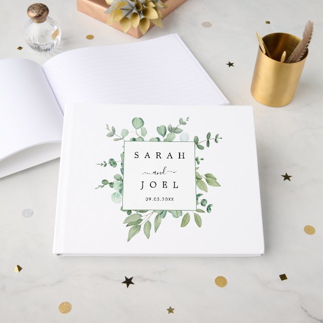 Eucalyptus Wedding Guest Book (Front Open)
