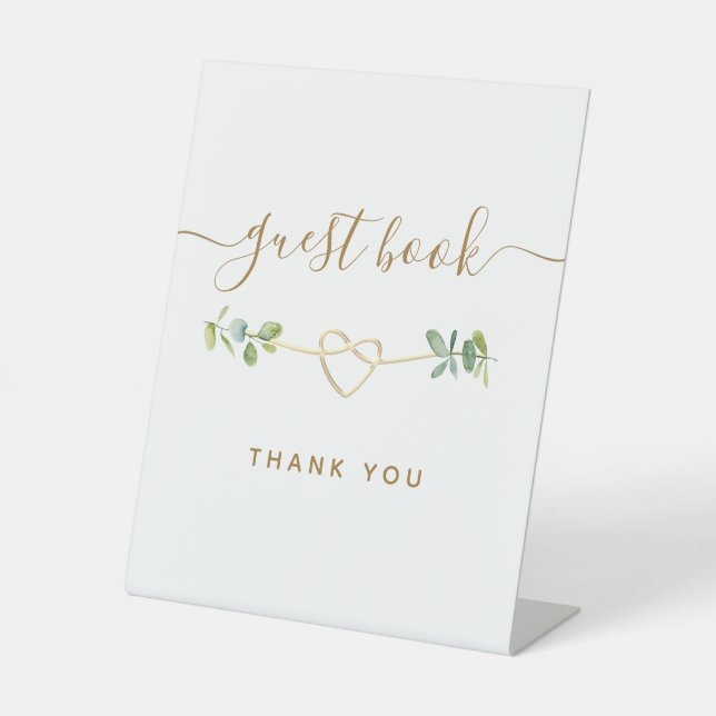 Eucalyptus Wedding Guest Book Pedestal Sign (Front)