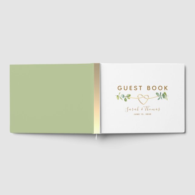 Eucalyptus Wedding Guest Book with Gold Heart (Full)