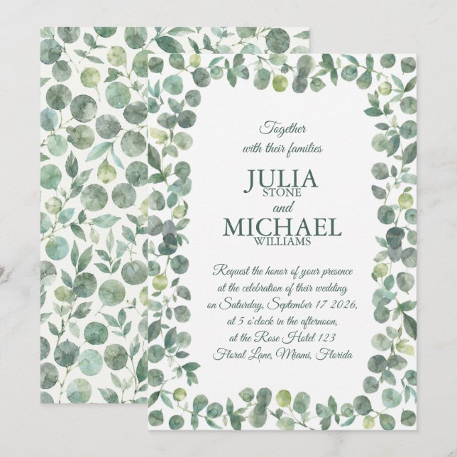 Eucalyptus Wedding Invitation (Front/Back)