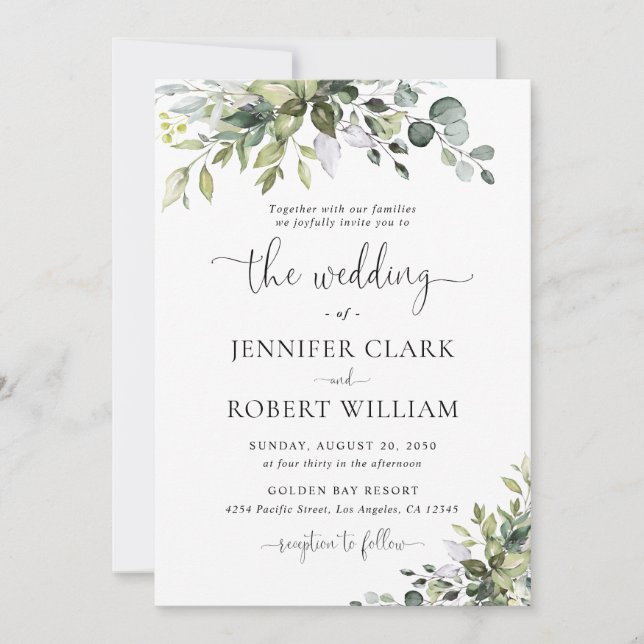 Eucalyptus Wedding Invitation (Front)