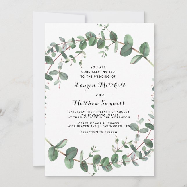 Eucalyptus Wedding Invitation (Front)