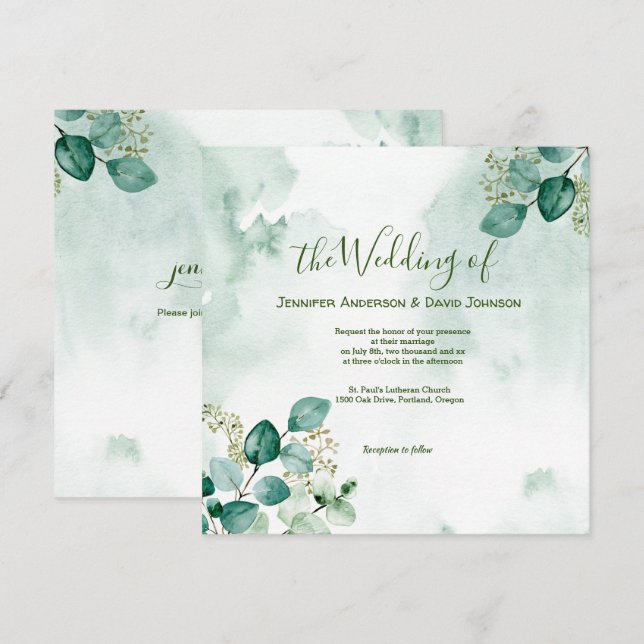 Eucalyptus Wedding Invitation (Front/Back)