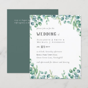 Eucalyptus Wedding Invitation Budget Greenery Leaf