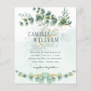 Eucalyptus Wedding Invitation Modern Greenery Gold Flyer