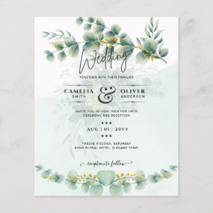 Eucalyptus Wedding Invitation Modern Greenery Gold Flyer