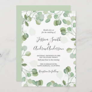 Eucalyptus Wedding Invitation Rustic Greenery Boho