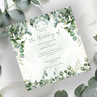 Eucalyptus Wedding Invitation Square 1001